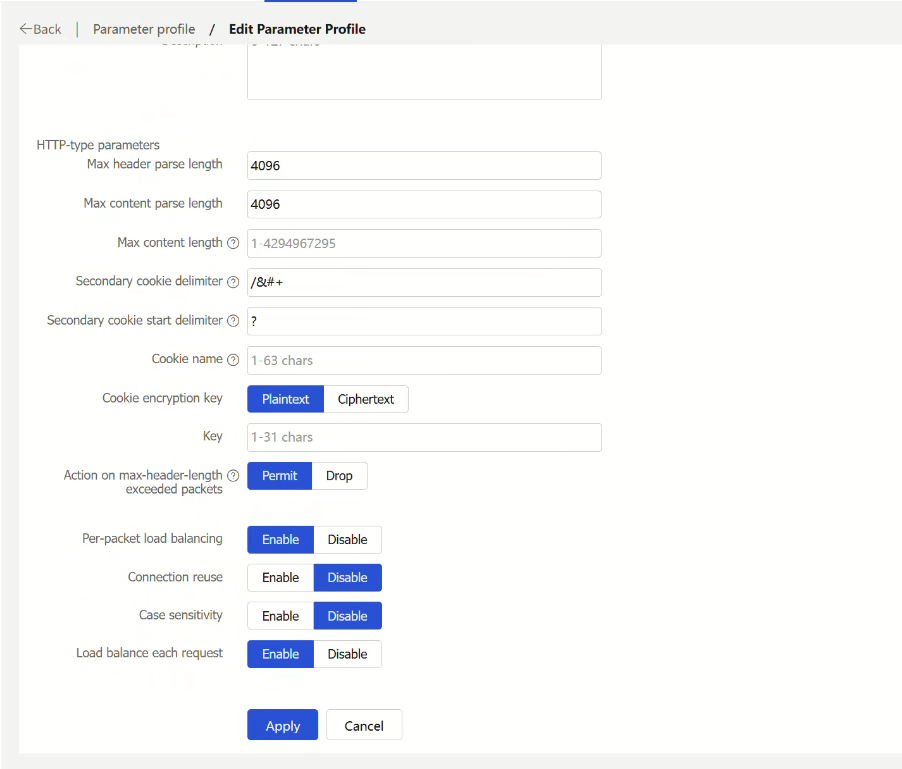 HTTP Optimization Settings