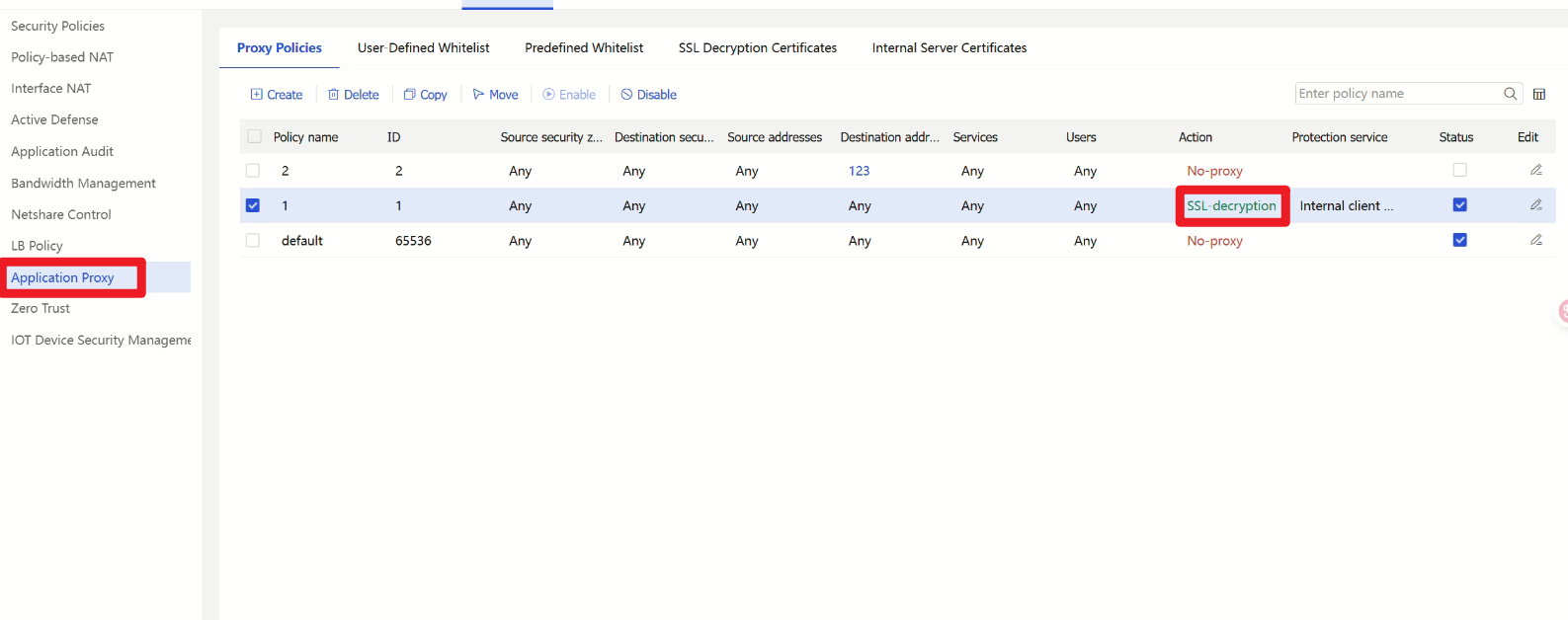 SSL Policy Description 1